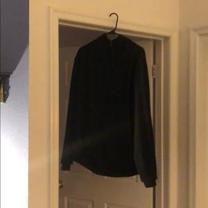 Betabrand pinstripe hoodie in black—2xl